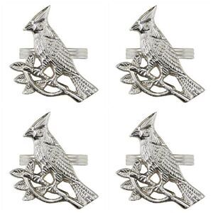 Cardinal Napkin Rings Silver Finish Set of 4 Kitchen or Dining Table